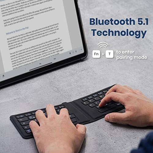 Perixx PERIBOARD-805E, Wireless Foldable Ergonomic Bluetooth Keyboard, Ultra-Thin X Type Keys, Compatible with iOS, Android, or Windows Smartphone, Tablet, or Laptops, US English