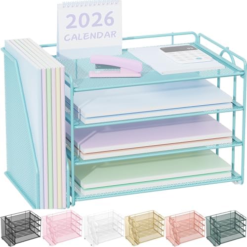 Spacrea 4-Tier Paper Organizer for Desk with File Organizer