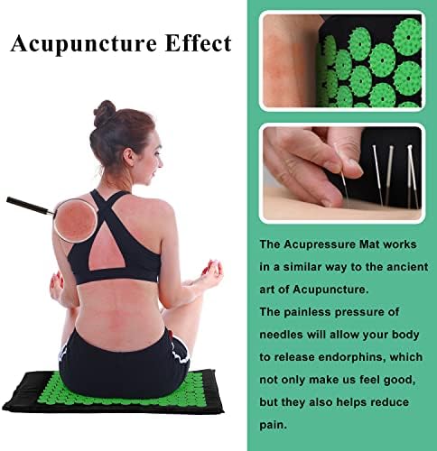 XiaoMaGe 4PCS Set Acupressure Mat and Pillow Set with Carry Bag