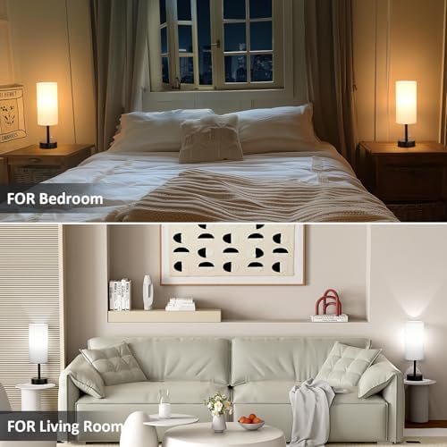 Fenmzee White Bedside Table Lamps Set of 2 - Bedroom Lamp for Desk, USB C+A