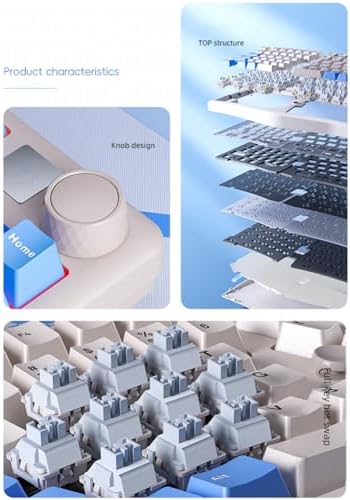 A75 Alice-Layout Mechanical Keyboard with Rocker and Knob,Hot Swappable Triple Mode Gaming Keyboard with Cute Cat Keycaps for Win/Mac,Gasket,RGB Backlight,4000mAh Battery (Moonlight White)