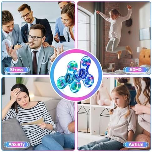 Fidget Spinner 2 Pack, Light up Sensory Fidget Toys Adults Kids Autism ADHD