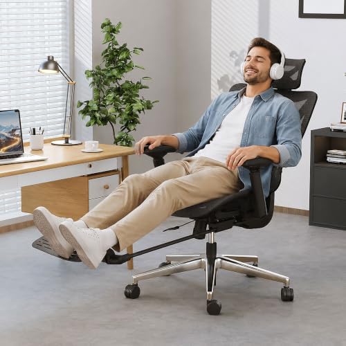 ATORPOK Ergonomic Reclining Office Chair with Footrest, Black