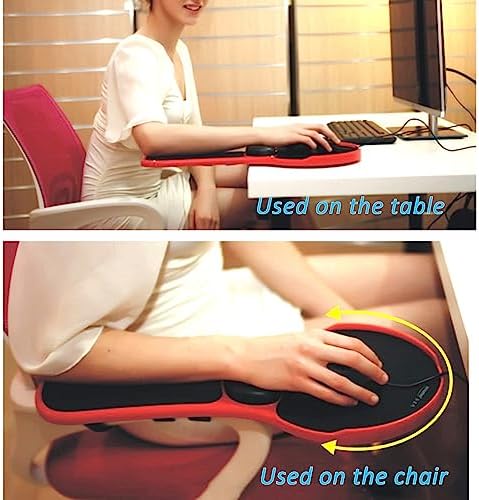 LL-COEUR Memory Foam Arm Support Wrist Rest for Table and Chair, Ergonomic Armrest Desk Extender, Multifunctional Computer Mouse Pad (red)