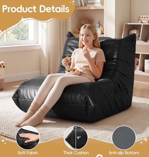 Hobestluk Bean Bag Chair for Teens Large Beanbag Couch with Leather Fabric