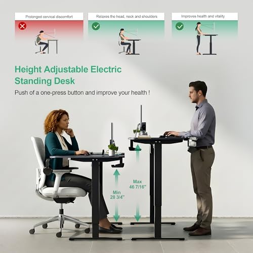 JWX 63-Inch Dual Motor L-Shaped Electric Standing Desk, Black