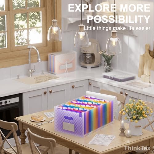 ThinkTex 26 Pockets Expanding File Folders, Accordion File Organizer