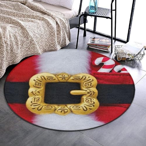 Men's Large Home Decor Mat, Soft Round Yoga Carpet, Non Slip Machine Washable Home Office Circle Rug Christmas Santa Claus Costume