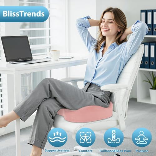 BlissTrends Extra Thick Seat Cushion for Office Chair & Car Seat, Pink