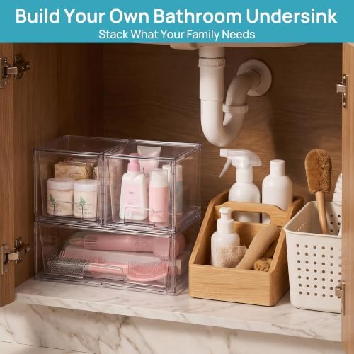 Vtopmart Clear Stackable Storage Drawers, 6 Pack Large Organizer Set
