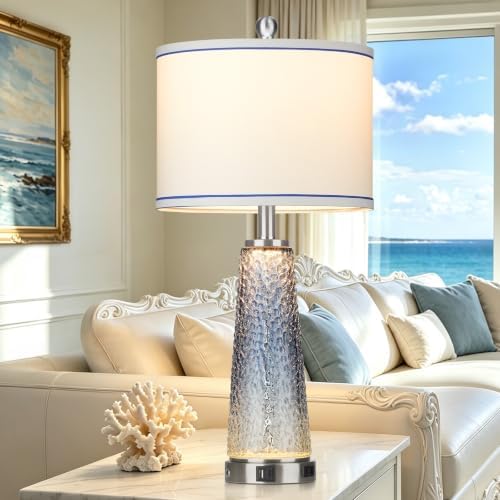 Lolikit 26" Coastal Table Lamp for Living Room, Nightstand Lamp for Bedroom