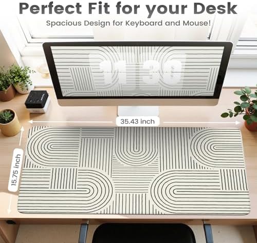 iCasso White Desk Matt for Desktop, Cute Desk Pad Mat, White