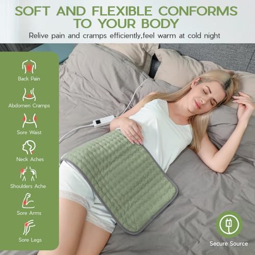 Heating Pad for Full Body Pain Relief 6 Heat Levels 4 Timers Soothes Back, Waist, Neck & Leg Aches Moist Machine Washable Holiday Wellness Gift