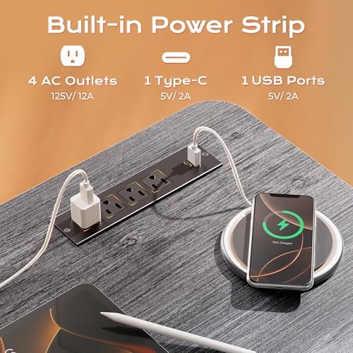 Huuger 63 X 24 Inch Electric Standing Desk with Power Outlets