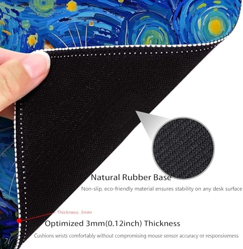 Cat Screaming in the Starry Night Mouse Pad, Adorable Kitten Desk Mat