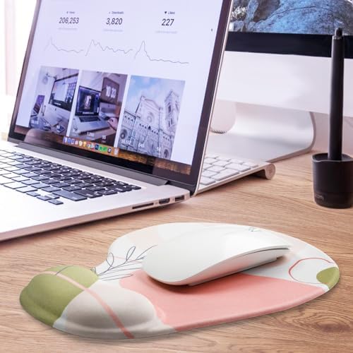 JIKIOU Ergonomic Mouse Pad with Gel Wrist Rest 2 Pack, Portable Small Rose