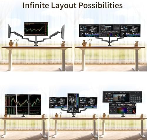 Triple Monitor Mount for 13-32" Screens, Monitor Stand with Long Arm