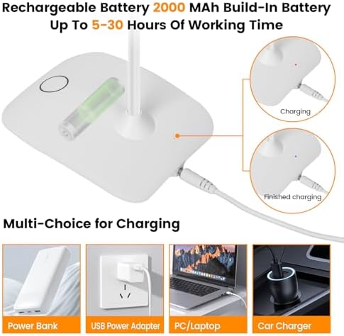 Portable Battery Powered Desk Lamp Small Rechargeable LED Table Light
