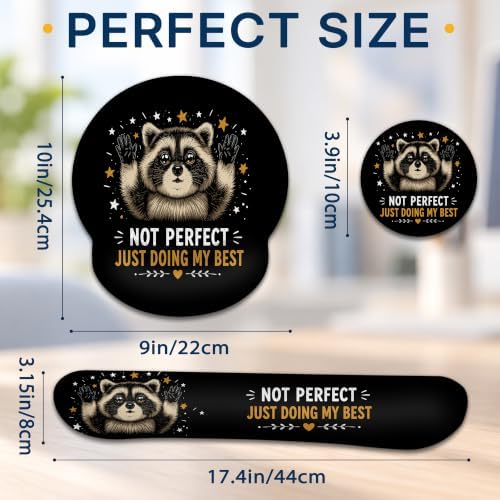 Raccoon Wrist Rest Mouse Pad 3 Piece Set with Keyboard Rest and Coaster