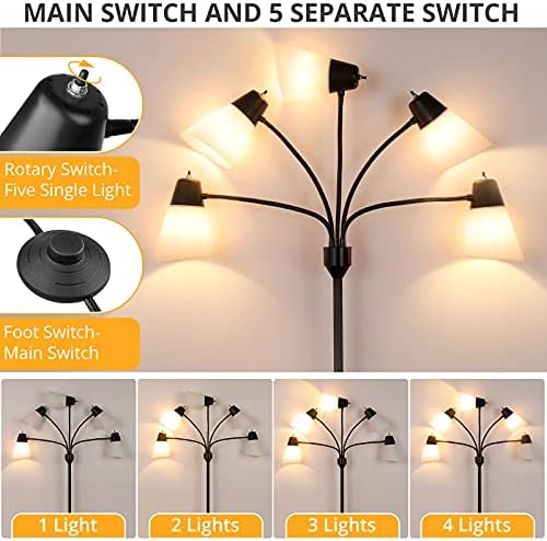 LED Floor Lamp, Medusa Adjustable Multi Head Modern Tall Standing Light