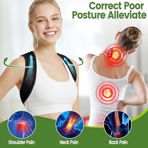 Posture Corrector for Men and Women Adjustable Back Brace Comfortable & Breathable Posture Corrector for Back & Shoulder Invisible Back Support Straightener Pain Relief Back Brace for Women (Large)