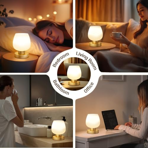 Seealle Small Touch Table Lamp for Nightstand, 3 Way Dimmable Bedside Lamp