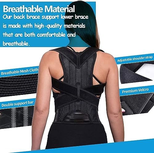 Posture Corrector for Women and Men, Adjustable Back Straightener Posture Corrector,Upper Lower Back Brace Support Belt for Men Women Body Neck Shoulder Trainer (M, Black)