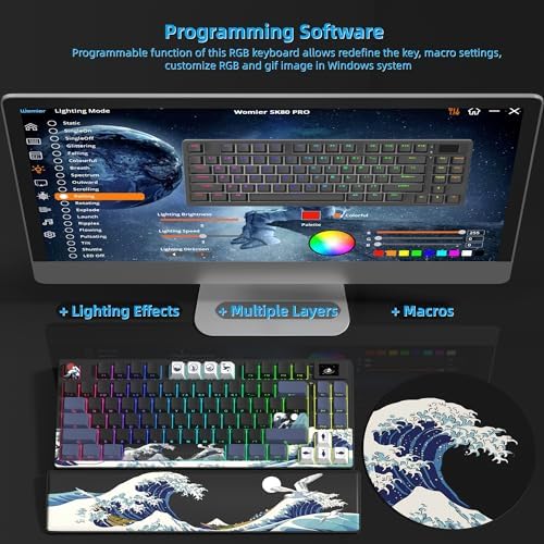 Womier 75% Wireless Mechanical Keyboard with Color Multimedia Screen