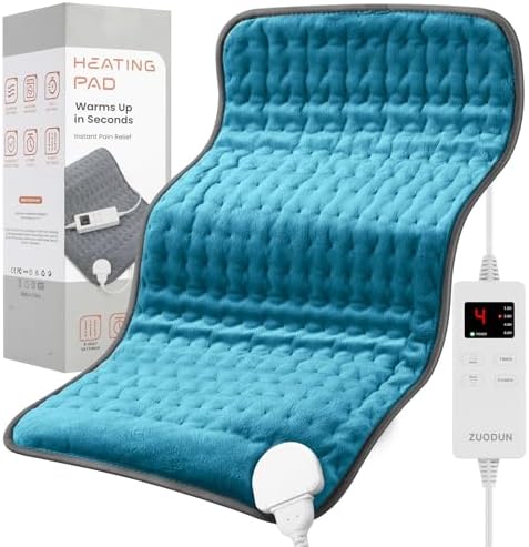 Electric Heating Pad for Back and Shoulder Pain Relief, Soft Heat Blanket with 6 Heat Levels & 4 Timers, Moist/Dry Heat, Auto Shut-Off, Washable Heat Pad, Ideal Gifts for Men & Dad