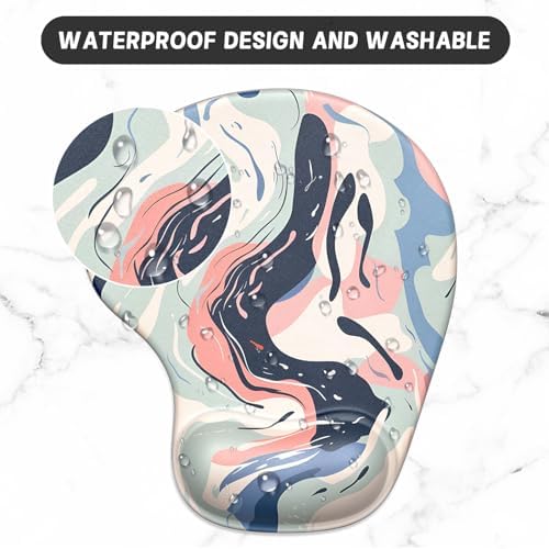 ITNRSIIET Ergonomic Mouse Pad Coaster Set with Gel Wrist Support Wrist Rest Smooth Surface Non-Slip PU Base Comfortable Office Supplies Pain Relief, 9.5 x 8.3 inches, Art Style Pattern