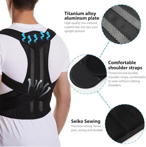 Plus Size XS-5XL Posture Corrector Prevents Slouching Scoliosis Back Brace Men Women Adjustable Back Stretcher Shoulder Neck Clavicle Support Spine Corrector(X-Large)
