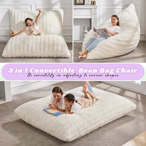 Hobestluk Adult Bean Bag Chair 3 in 1 Convertible Large Bean Bag Sofa