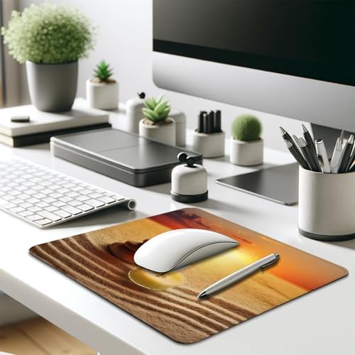 Meditation Zen Spa Yoga Mouse Pad, Stones & Candle Sunset Beach Desk Mat
