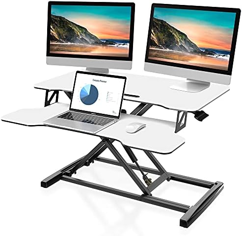 FITUEYES Height Adjustable Standing Desk 32” Wide Sit to Stand Converter