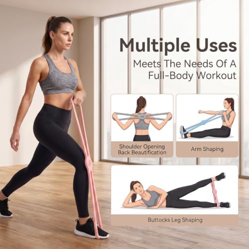 3 Pcs Figure 8 Resistance Bands for Women, Silicone Resistance Bands Figure 8 with 15-35 Lbs Tension for Arm & Shoulder Workouts (Pink, Blue, Gray, 4.4 x 19.5 in)