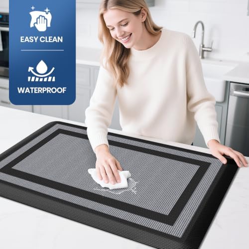 2PCS Kitchen Rugs Cushioned Anti-Fatigue Kitchen Mats Comfort Standing Mat