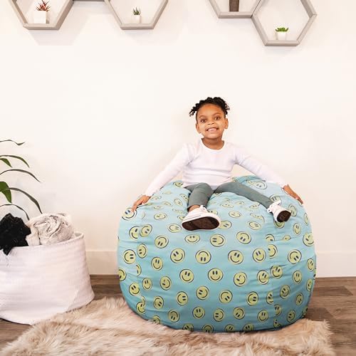 Big Joe Fuf 4Ft Foam Teen Bean Bag Chair, Smiley Face Plush