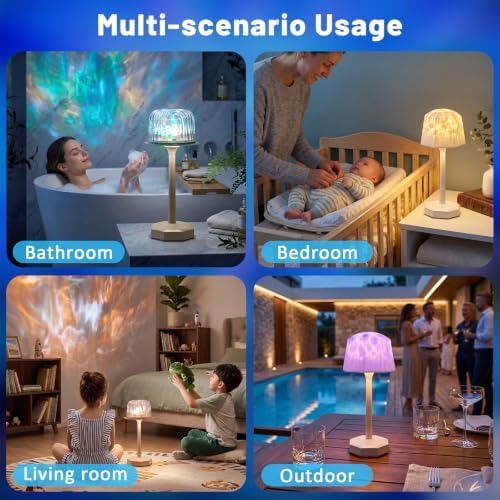 Waterproof Shower Lamp, Bathroom Light with 16 Color Ocean Wave Projector
