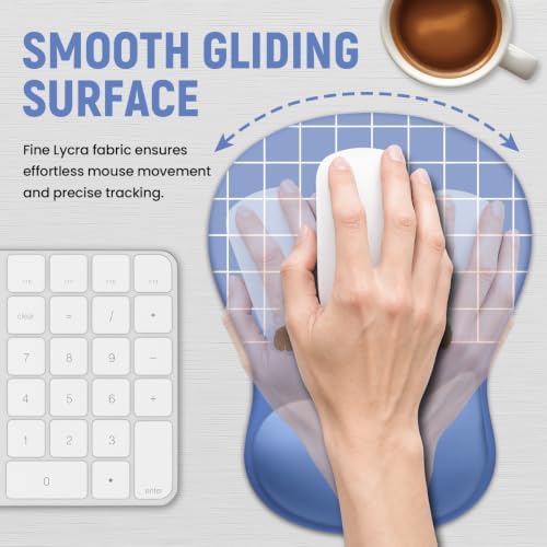 Ergonomic Mouse Pad with Wrist Rest, Gel Wrist Support, Blue Cat