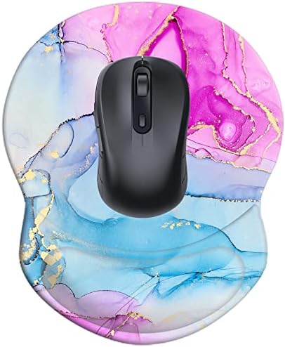 Mouse Pad with Wrist Support, Non Slip Mousepad Wrist Rest for Office, Computer, Laptop & Mac-Comfortable & Lightweight Ergonomic Support Mouse Mat(DL-Pink Blue Marble-3)