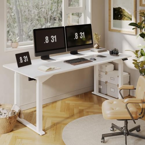 SANODESK 4-Leg 71''x32'' Large Electric Height Adjustable Standing Desk