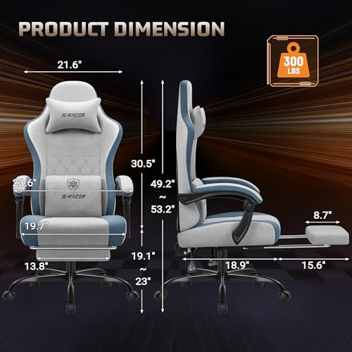 Homall Ergonomic Gaming Chair, High-Back Racing Style PC Chair, Grey
