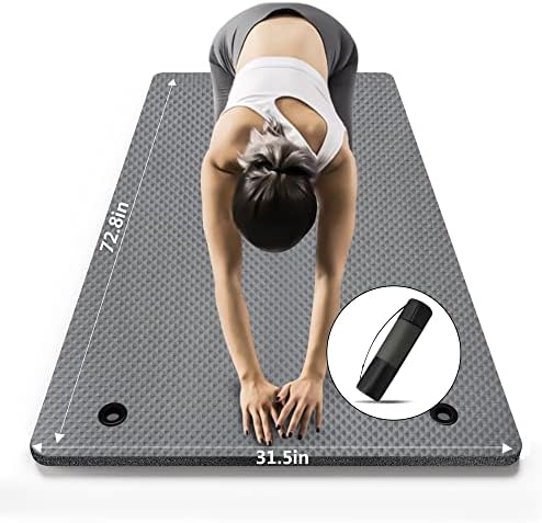LFS Yoga Mat 72.8" x 31.5" x 2/5 inch Thick With Strap and Bag, Extra Wide