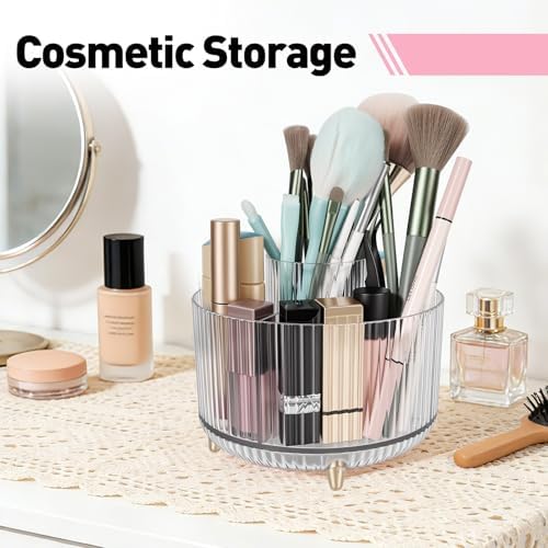 360 Rotating Pen Pencil Holder for Desk, Pen Organizer with 5 Slots