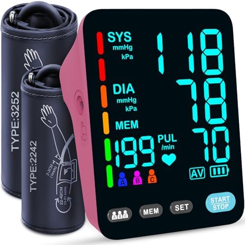 Automatic Upper Arm Blood Pressure Monitor, 3 * 199 Sets Memory, Pink