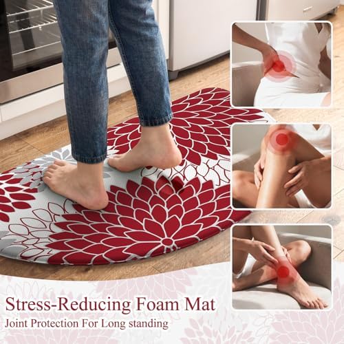 KIMODE Half Circle Anti Fatigue Mats for Kitchen Floor Rug Sets of 2