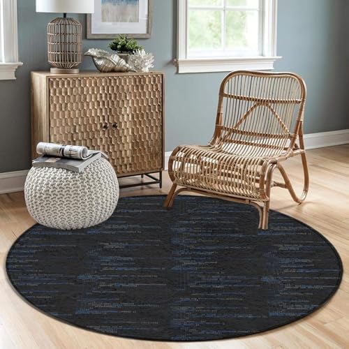 Machine Washable Modern Round Area Rug, Room Sofa Yoga Soft Round Carpet, Home Decor Non Slip Kitchen Office Circle Rug Programmer Computer Code