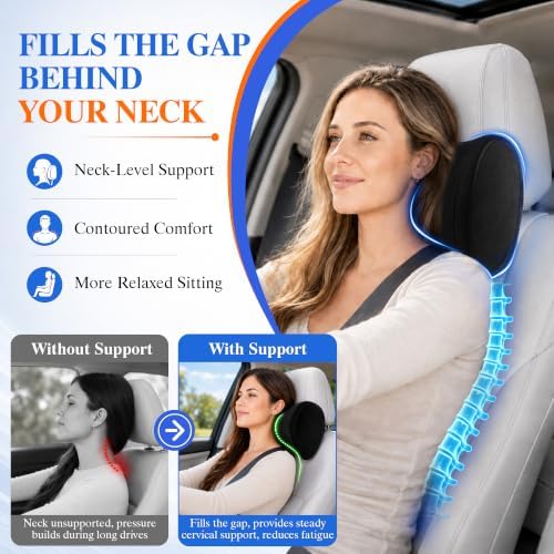 2-Pack Car Neck Pillow for Driving: Memory Foam Car Headrest Pillow