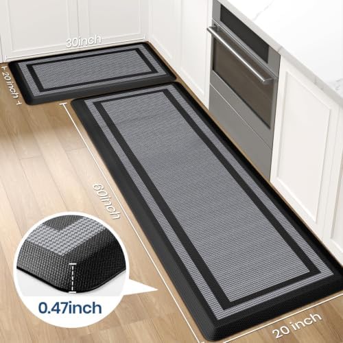 2PCS Kitchen Rugs Cushioned Anti-Fatigue Kitchen Mats Comfort Standing Mat