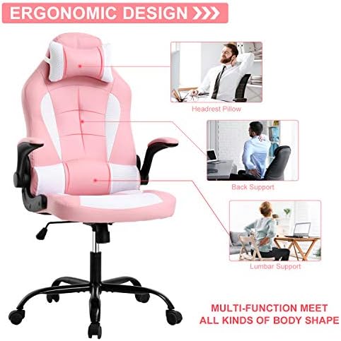 Meet perfect Ergonomic Gaming Chair with Lumbar Support, Pink